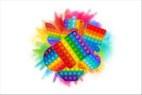 Painel de Lona Pop It Formas Diversas Explosão de Cores