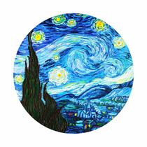 Painel de Lona Redondo A Noite Estrelada Pintura Van Gogh