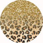 Painel de Lona Redondo Animal Print Onça e Glitter Dourado
