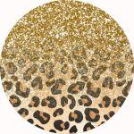 Painel de Lona Redondo Animal Print Onça e Glitter Dourado Painel de Lona Redondo Animal Print Onça e Glitter Dourado