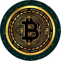 Painel de Lona Redondo Bitcoin Criptomoeda Glitter