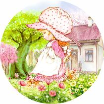 Painel de Lona Redondo Bonequinha Casa Aquarela Painel de Lona Redondo Bonequinha Casa Aquarela