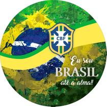 Painel de Lona Redondo Brasil Bandeira Aquarelada Simbolo