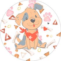 Painel de Lona Redondo Cachorro Pet Ossos e Formas