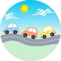 Painel de Lona Redondo Carrinho a Caminho de Casa