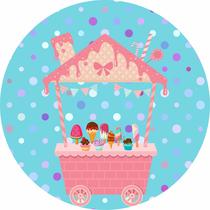 Painel de Lona Redondo Carrinho De Sorvete