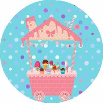 Painel de Lona Redondo Carrinho De Sorvete