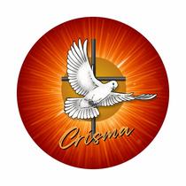 Painel de Lona Redondo Católico Crisma Pássaro Espírito Santo Raios de Luz Painel de Lona Redondo Católico Crisma Pássaro Espírito Santo Raios de Luz