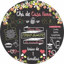 Painel de Lona Redondo Chá de Casa Nova Chalkboard