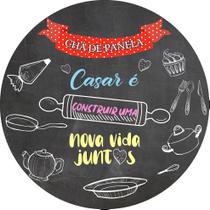 Painel de Lona Redondo Chá de Panela Cozinha Chalkboard - Fabrika de Festa