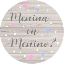 Painel de Lona Redondo Chá de Revelação Menina ou Menino Madeira