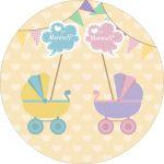 Painel de Lona Redondo Cha Revelação Carrinhos Menina Menino