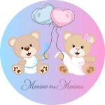 Painel de Lona Redondo Cha Revelação Menino ou Menina Ursinhos