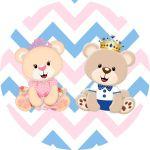 Painel de Lona Redondo Cha Revelação Ursinho Chevron