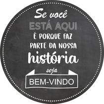 Painel de Lona Redondo Chalkboard Convite Bem-Vindo Frase