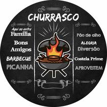 Painel de Lona Redondo Churrasco, Família e Amigos Chalkboard Giz Quadro Negro