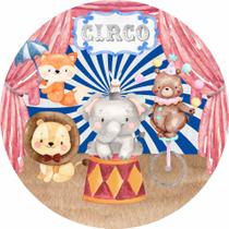Painel de Lona Redondo Circo Aquarela Show dos Bichos