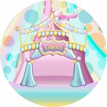 Painel de Lona Redondo Circo Colorido Picadeiro Feliz