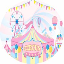 Painel de Lona Redondo Circo Rosa 002 - Fabrika De festa