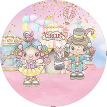 Painel de Lona Redondo Circo Rosa Palhacinhas Candy Color Aquarela Painel de Lona Redondo Circo Rosa Palhacinhas Candy Color Aquarela