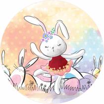Painel De Lona Redondo Coelhinha Da Páscoa Aquarela