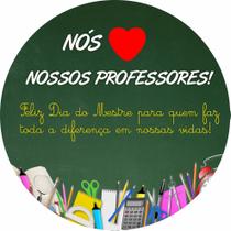 Painel de Lona Redondo Dia do Professor Coração