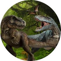 Painel de Lona Redondo Dinossauros Selva