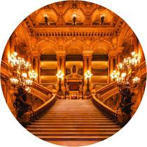 Painel de Lona Redondo Escadaria Dourada