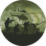 Painel de Lona Redondo Exército Silhuetas Helicóptero Camuflado