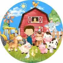 Painel de Lona Redondo Fazendinha Trator e Animais Painel de Lona Redondo Fazendinha Trator e Animais