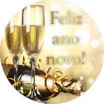 Painel de Lona Redondo Feliz Ano Novo Taças e Champanhe Painel de Lona Redondo Feliz Ano Novo Taças e Champanhe
