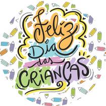 Painel de Lona Redondo Feliz Dia das Crianças Colorido 1x1m