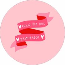 Painel de Lona Redondo Feliz Dia dos Namorados Faixa Rosa