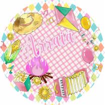 Painel de Lona Redondo Festa Junina Arraiá Menina Rosa