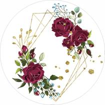 Painel De Lona Redondo Flores Marsala Fundo Branco