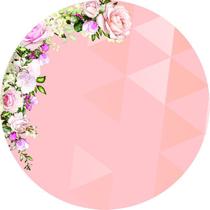 Painel de Lona Redondo Flores Mista Formas Degradê