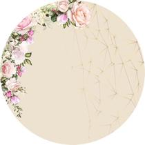 Painel de Lona Redondo Flores Mistas Poligonos