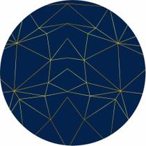 Painel de Lona Redondo Formas Géometricas Dourado Fundo Azul