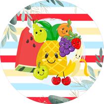 Painel de Lona Redondo Frutinhas Listrado Tropical