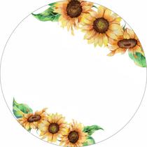 Painel de Lona Redondo Girassóis Fundo Branco Painel de Lona Redondo Girassóis Fundo Branco