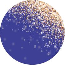 Painel de Lona Redondo Glitter Dourado Fundo Azul - Fabrika De Festa Painel de Lona Redondo Glitter Dourado Fundo Azul - Fabrika De Festa