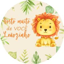 Painel de Lona Redondo Gosto Muito de Você Leãozinho e Folhas