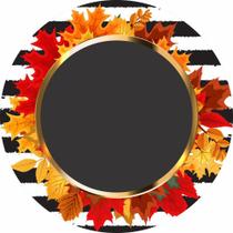 Painel de Lona Redondo Listras e Folhas Outono