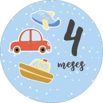 Painel de Lona Redondo Mesversário Aniversário de 4 Meses Menino