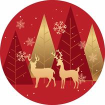 Painel de Lona Redondo Natal Cervos Arvores Douradas