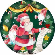 Painel de Lona Redondo Natal Papai Noel e Duendes Lista de Presentes Painel de Lona Redondo Natal Papai Noel e Duendes Lista de Presentes