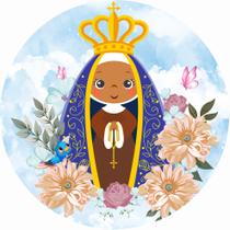 Painel de Lona Redondo Nossa Senhora Aparecida Brasil Flores Painel de Lona Redondo Nossa Senhora Aparecida Brasil Flores