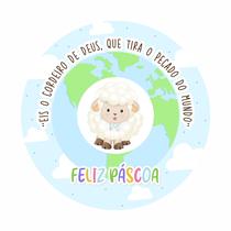 Painel de Lona Redondo O Cordeiro de Deus Mundo Cute Páscoa Feliz