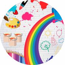 Painel de Lona Redondo Pintando o Sete Arco Íris c/ Elástico