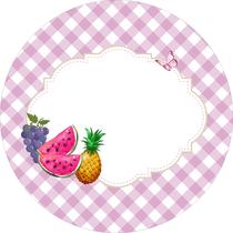 Painel de Lona Redondo Piquenique Infantil Solzinho Feliz Forro Xadrez Frutas e Borboletas